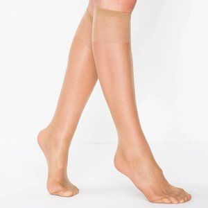 Penti Fit 15 Nylon Socks Shiny Sheer Knee Highs Reinforced Toe Bronze NWT 1 pair